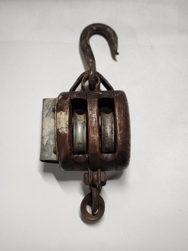 Vintage wooden double block - vintage,